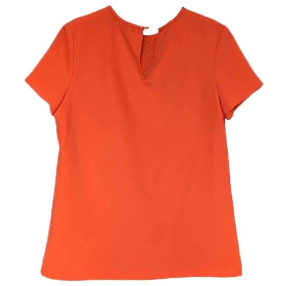 Raoul Laser Cut Mesh Flower Short Sleeve Crew Neck Back Keyhole Lined Coral - Picture 3 of 9